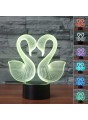 Lampe 3D LED Cygnes Amoureux