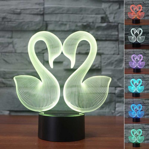 Lampe 3D LED Cygnes Amoureux