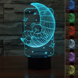 Lampe 3D LED Ourson Lune